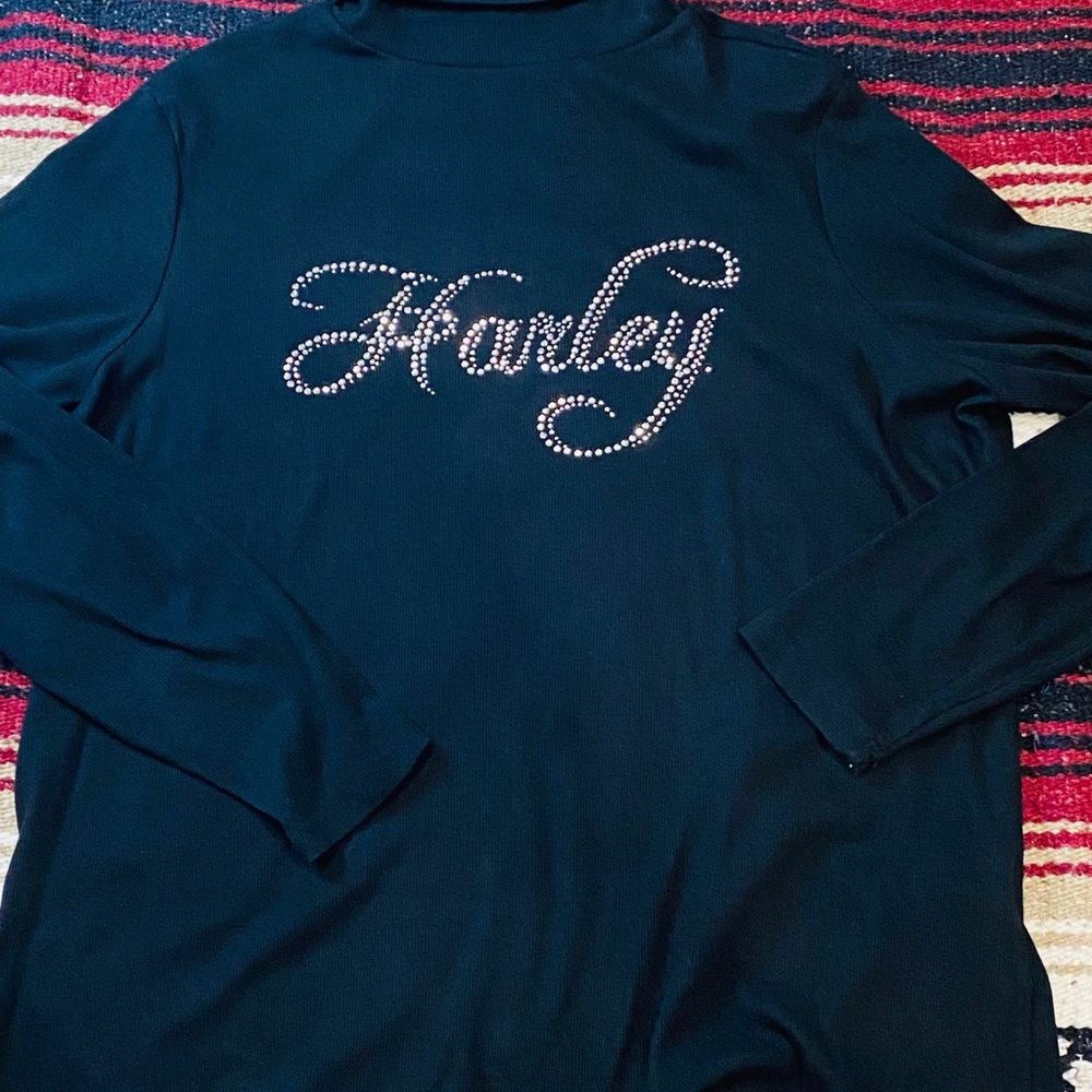 Harley Davidson Black Turtle neck 1W Like New - Picture 2 of 5
